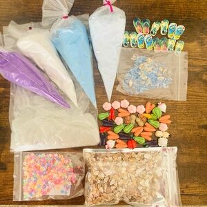 decoden diy kit cream glue sandals flower seashell vegetables sea creature charm